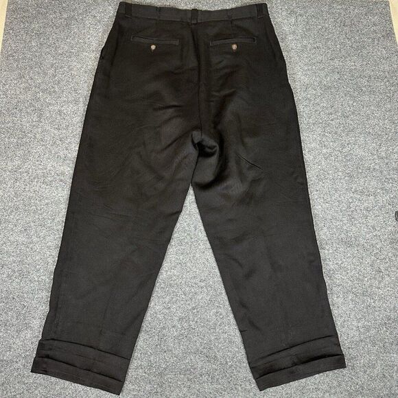 Tommy Bahama Dress Pants Mens 40 (38x29) Black Silk Pleated High Rise‎ Adult - Picture 5 of 9